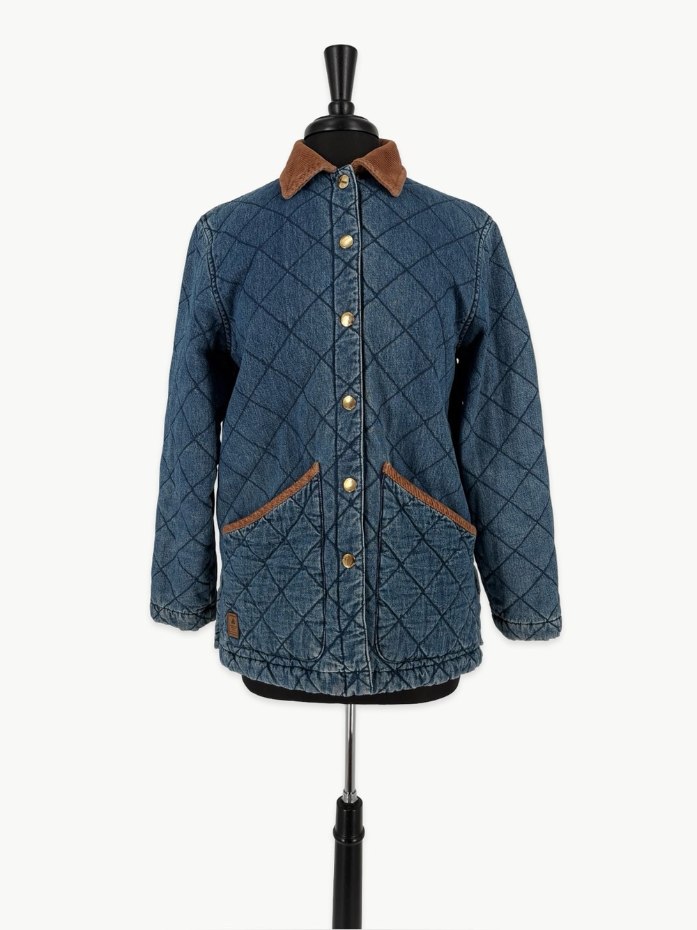 Vintage LRL Ralph Lauren Quilted Denim Chore Barn Jacket Size Small 90s Corduroy - Picture 5 of 16